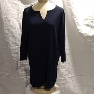 Elisabeth by Liz Claiborne Navy 3/4 Sleeve Tunic